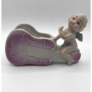 Blume Planter Unisex OS Pink Good Vintage Cherub Cupid Lute Guitar Japan Bisque